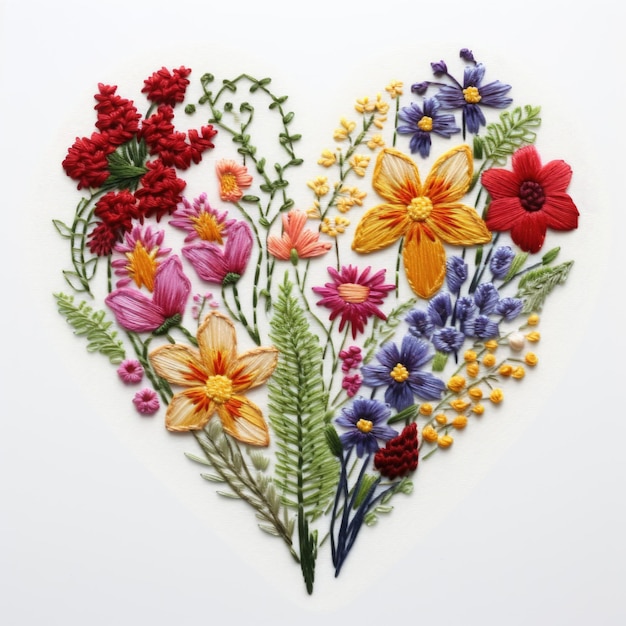 Вышитая цветочная композиция